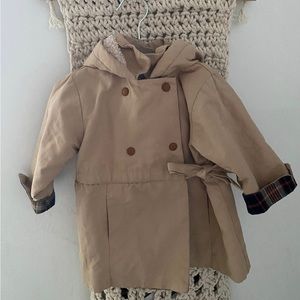 Zara Kids Tan Pea Coat with Hood